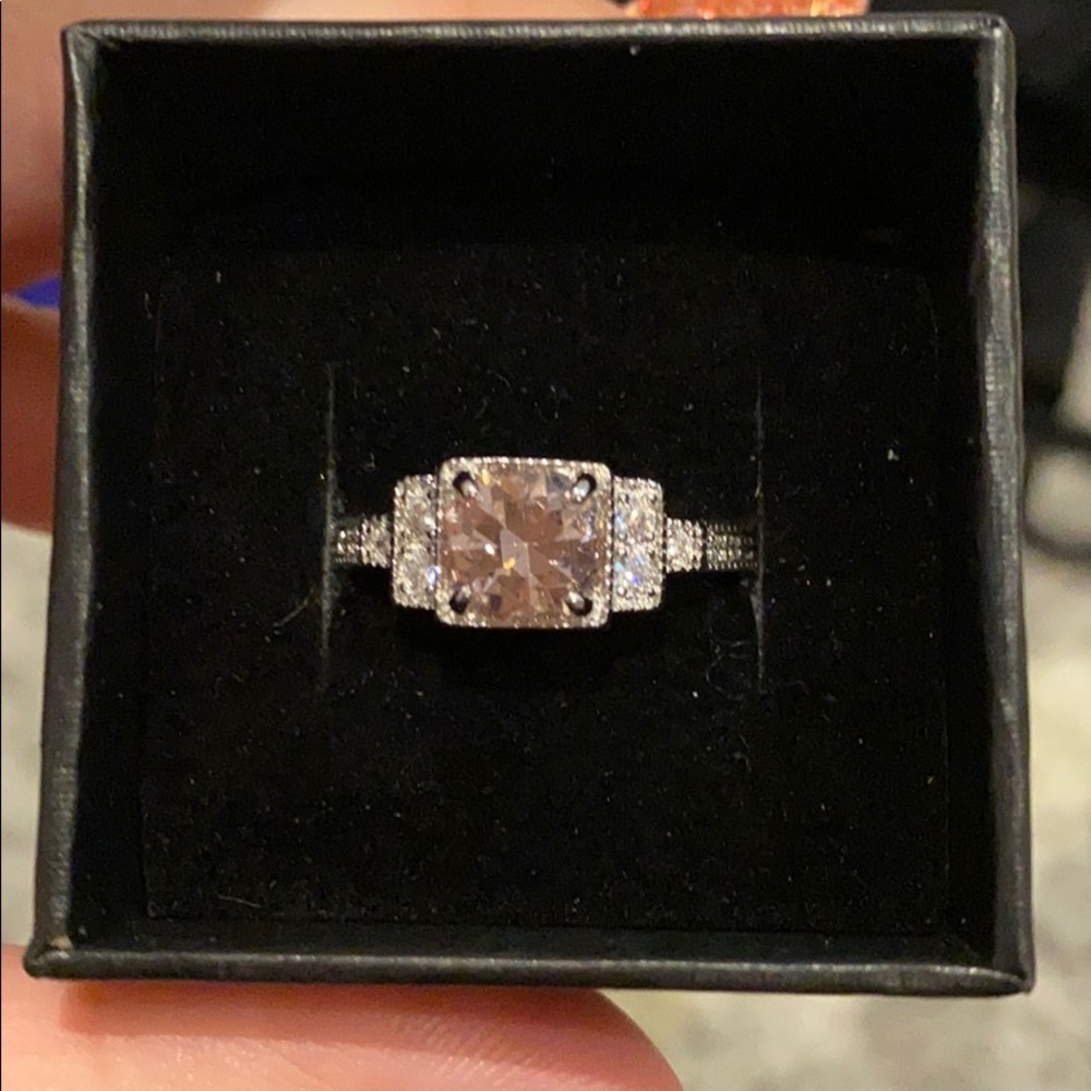 Blush morganite and white topaz ring size 8